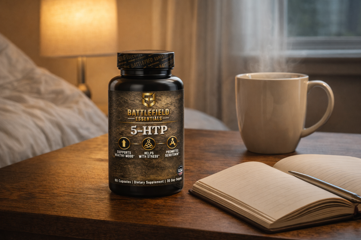 5HTP with Tea Image | Battlefield Essentials home 5HTP with Tea Image