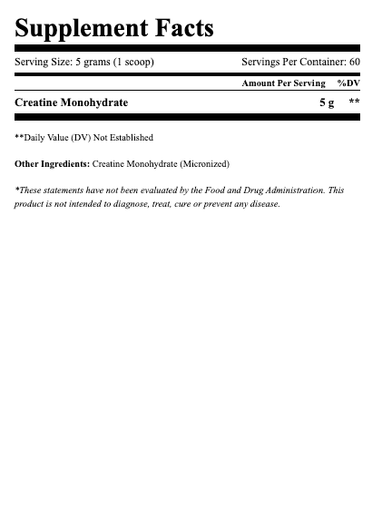 Creatine_Supplement Facts Image